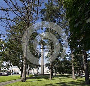 Monument to Yuri Gagarin, the first person to travel in space. It is located at Leninsky Prospekt in Moscow, Russia