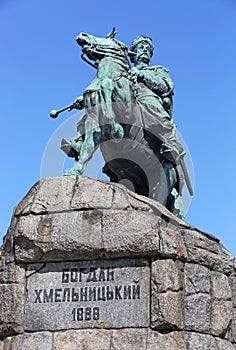 Monument of Ukrainian hero Bogdan Khmelnitsky in Kiev square, Ukraine