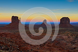 Monument valley at dusk, navajo nation