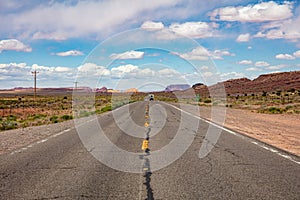 Monument Valley highway, Tribal Park in the Arizona-Utah border, USA