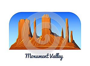 Monument Valley. Mountains and Peaks and landscape early in a daylight. travel or camping, climbing. Outdoor hill tops