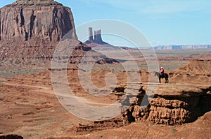 Monument Valley Navajo Guide on Horse Viewing the Landscape