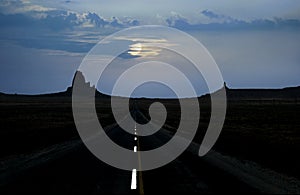 Monument Valley road moonlight