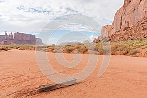 Monument Valley scenic panorama of cliff faces of mesa and butte