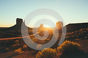 Monument Valley at sunrise, Arizona, USA