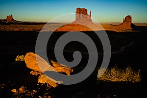 Monument Valley sunset view with shadows