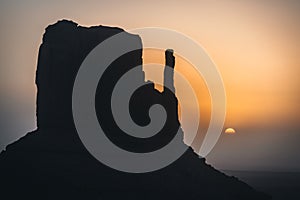 Monument Valley USA Utah during Sunset and sunrise with famout view to the sisters and west mitten butte