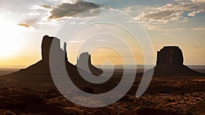 Monument Valley West and East Mitten Butte and Merrick Butte Sunrise Time Lapse Arizona
