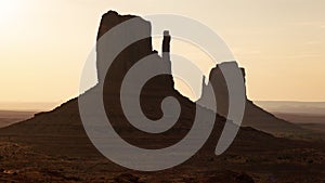 Monument Valley West and East Mitten Butte Sunrise Time Lapse Pan L Arizona