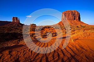 Monument Valley West Mitten and Merrick Butte desert sand dunes photo