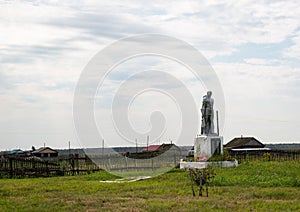 Monument in a village in Siberia in the Omsk region to soldiers who died in the Great Patriotic War