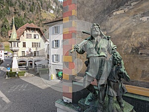 The monument of Wilhelm Tell at Altdorf on Switzerland