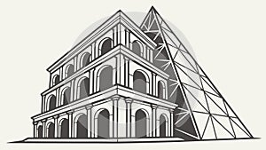 Monumental Ancient Pyramid Structure, Historical Edifice Vector Design Generative AI