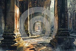 Monumental Angkor wat temple. Generate Ai