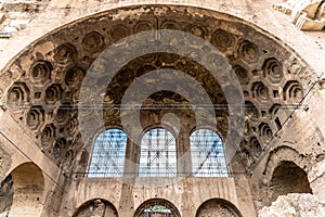 Monumental arches of Basilica of Maxentius, Italian: Basilica di Massenzio, ruins in Roman Forum, Rome, Italy