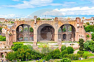 Monumental arches of Basilica of Maxentius, Italian: Basilica di Massenzio, ruins in Roman Forum, Rome, Italy photo