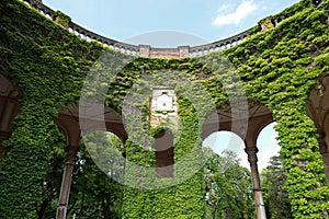 Monumental architecture of Mirogoj cemetery arcades in Zagreb