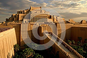 Monumental Assyrian civilization architecture. Generate Ai