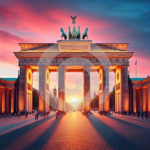 The monumental Brandenburg Gate, Berlin, Germany