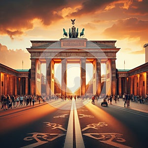 The monumental Brandenburg Gate, Berlin, Germany