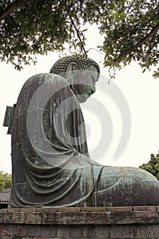 Monumental bronze statue of the Great Buddha in Kamakura