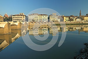 Monumental buildings beautifully mirrorer in water of river