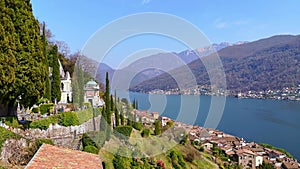 Monumental Cemetery and Lake Lugano, Morcote, Switzerland