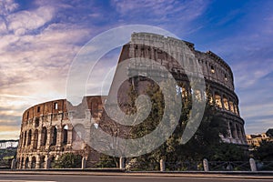 The monumental Colosseum, one of the earliest stages in history, in Rome, Lazio, Italy