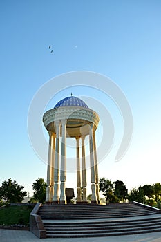 Monumental construction in the central park of the city of Jizzakh Uzbekistan.