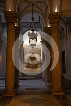 Monumental entrance of a palace in Genoa, Italy