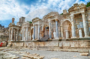 Monumental fountain and statues at Sagalassos