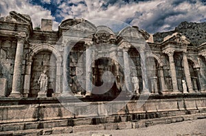 Monumental fountain and statues at Sagalassos