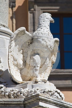 Monumental fountain. Tarquinia. Lazio. Italy.