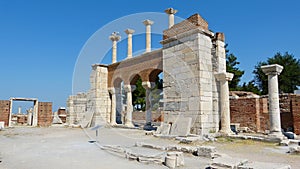 The monumental gate of the Basilica of St John in Selcuk, Turkey