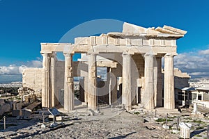 Monumental gateway Propylaea in the Acropolis of Athens, Greece