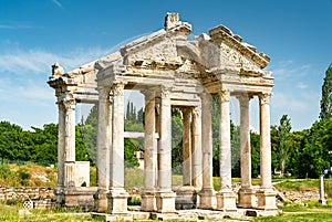 The monumental gateway or tetrapylon at Aphrodisias in Turkey