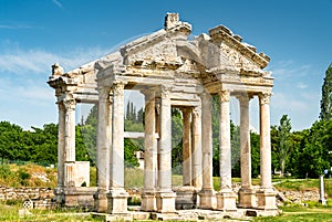 The monumental gateway or tetrapylon at Aphrodisias in Turkey photo
