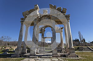 Monumental gateway tetrapylon, entrance to the sanctuary of Aphrodite, Aphrodisias, Geyre, Caria, Turkey photo