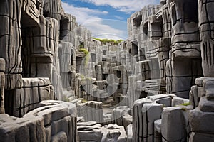 Monumental Maze stone forest. Generate Ai