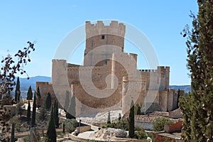 Monumental medieval castle of Arab origin of the Atalaya. Villena, Alicante, Spain