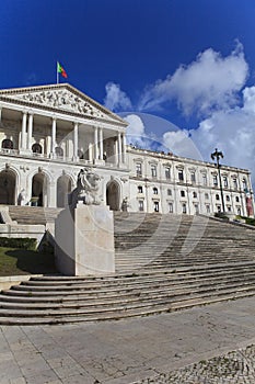 Monumental Portuguese Parliament . located in Lisbon, Portugal