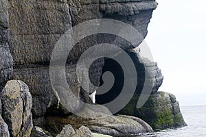 Monumental rocky cliffs on coast of South island