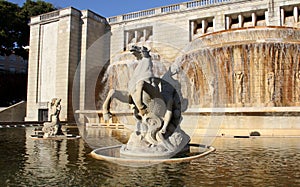 Monumental 1940s fountain, Fonte Luminosa, in Alameda district, Lisbon, Portugal