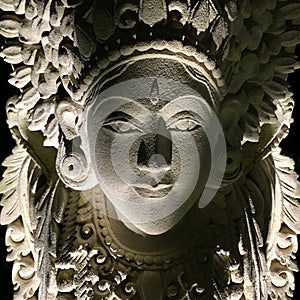 Monumental Sculpture Depicting Ancient Human Representation at Historical Temple
