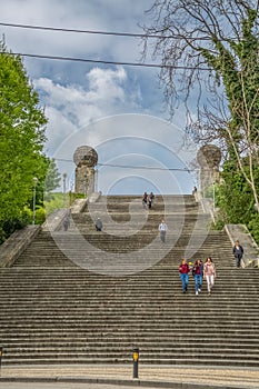 Monumental stairway view , symbolic iconic of the university city of Coimbra
