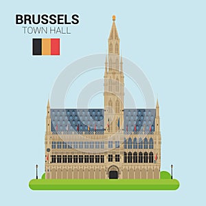 Monuments and landmarks Vector Collection: Brussels Town Hall.