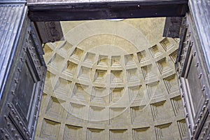 Monuments in Rome, Italy. Entrance of the famous pantheon