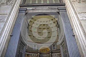 Monuments in Rome, Italy. Entrance of the famous pantheon