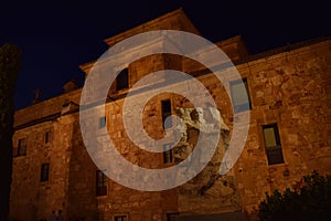 Monuments of Salamanca, Spain, at night.