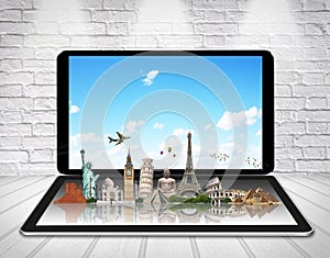 Monuments of the world on a tactile tablet